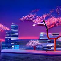 fantaisie nuit ville paysage japonais photo