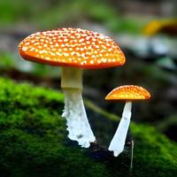 monde magique des champignons. illustration du pays des merveilles de conte de fées photo