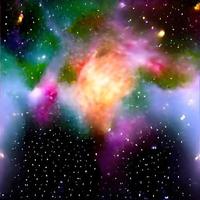 nébuleuse colorée et amas ouvert d'étoiles dans l'univers. photo
