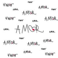 motif amor - fond vectorielle continue avec coeurs et inscription amor. lettres noires sur fond blanc. graphiques de t-shirt, design, papier peint, arrière-plan, emballage cadeau, papeterie, cartes postales. photo