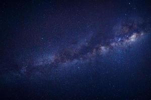 galaxie de la voie lactée avec étoiles et poussière spatiale dans l'univers, photographie longue exposition, avec grain. photo