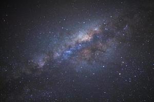 galaxie de la voie lactée avec étoiles et poussière spatiale dans l'univers, photographie longue exposition, avec grain. photo