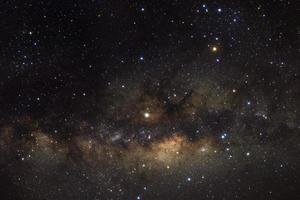 galaxie de la voie lactée avec étoiles et poussière spatiale dans l'univers, photographie longue exposition, avec grain. photo