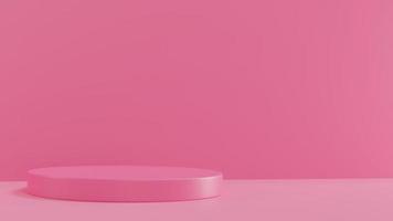 Rendu 3D du podium pastel rose. plate-forme géométrique rose pastel et rose. scène de mur rose minimale. étape de forme abstraite de rendu 3d pour le produit présent photo