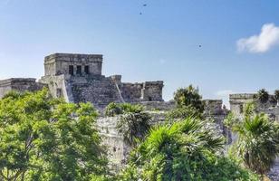 ruines antiques de tulum site maya temple pyramides artefacts paysage marin mexique. photo