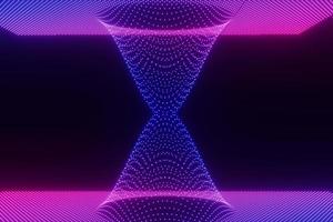 technologie abstraite fond sombre. 3d illustration néon concept de connexion bleu et violet particules trou de ver photo
