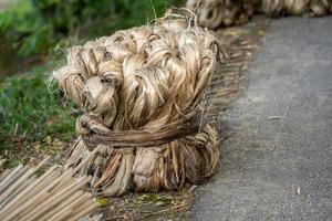 fibre végétale de jute, suspension en fibre de jute brute photo