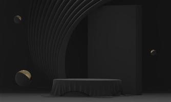 décoration de podium de scène noire abstraite adaptée au rendu products.3d photo