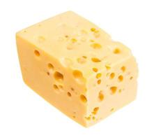 morceau de fromage suisse jaune avec trous internes photo