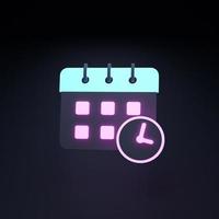 icône de calendrier avec horloge. illustration de rendu 3d. photo