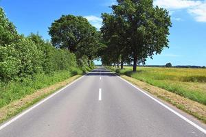 belle vue sur les routes de campagne avec champs et arbres en europe du nord photo