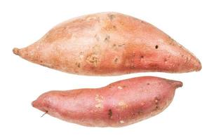 Deux tubercules de batata de patates douces isolés photo