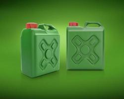 emballage vide gallon en plastique vert sur fond vert. rendu 3D photo