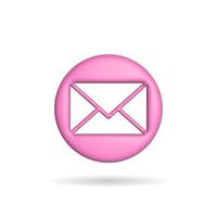 icône de courrier d'enveloppe de rendu 3d. illustration avec ombre isolé sur blanc. photo