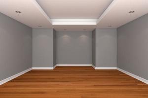 le rendu intérieur de la maison avec une pièce vide décore un mur de couleur grise photo