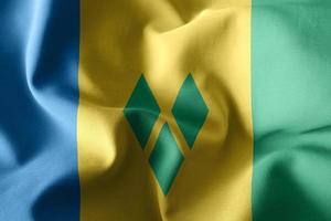 drapeau de soie agitant réaliste 3d de saint vincent et grenadines photo