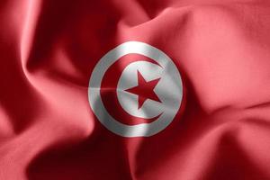 drapeau de soie ondulant réaliste 3d de la tunisie photo