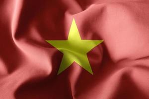 rendu 3d agitant le drapeau de soie du vietnam photo