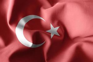 rendu 3d agitant le drapeau de soie de la turquie photo