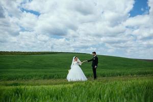 beau couple de mariage sur la nature photo