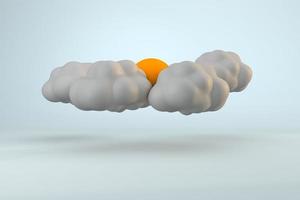 Cloudscape 3d concept de météo avec nuages et soleil photo