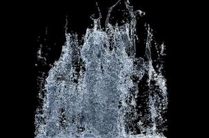 cascade avec des gouttelettes sur fond noir. Illustration 3D. photo