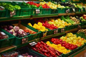 vue sur les légumes du supermarché photo