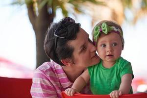 portrait de jeune mère heureuse et bébé photo