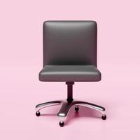Chaise de bureau noire 3d avec vue de face isolée sur fond rose. concept minimal, illustration de rendu 3d, chemin de détourage photo