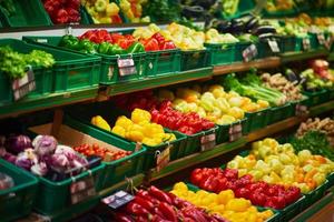 vue sur les légumes du supermarché photo