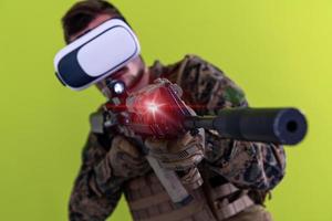 soldat réalité virtuelle fond vert photo