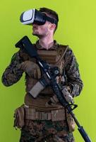 soldat réalité virtuelle fond vert photo