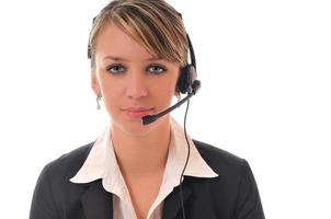 femme d'affaires avec casque photo