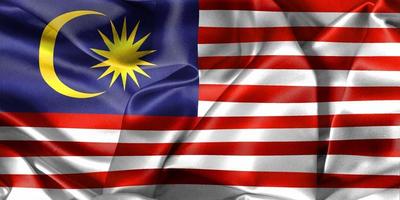 Illustration 3d d'un drapeau malaisien - drapeau en tissu ondulant réaliste photo