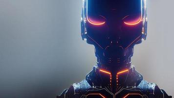 rendu 3d. robot. métal et lignes lumineuses. homme futuriste. intelligence artificielle. photo