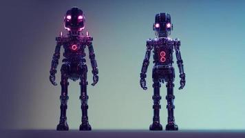 rendu 3d. robot. métal et lignes lumineuses. enfants futuristes. intelligence artificielle. photo