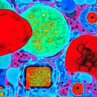 virus et bactéries de différentes formes sur fond blanc. concept de science et de médecine. le rendu photo