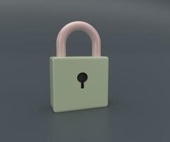 cadenas, serrure. sécurité, sécurité, cryptage, protection, concept de confidentialité icône 3d, illustration de rendu 3d minimale sur fond bleu cyan. photo