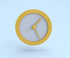 notion de temps. icône d'horloge de cercle analogique. illustration de rendu 3d minimale sur fond vibrant. photo