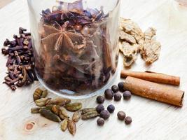 bouteille en verre avec des épices photo