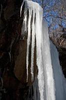 Ruisseau gelé sur le bord de la route aux États-Unis en hiver photo