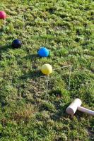 jeu de croquet sur pelouse verte photo