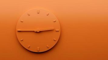 horloge orange minimale 2 45 quart à trois heures horloge murale minimaliste abstraite 02 45 ou 14 45 deux quarante cinq illustration 3d photo