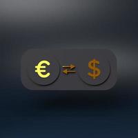 conversion dollar et euro. illustration de rendu 3d. photo