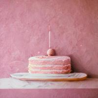 fond rose avec gâteau photo