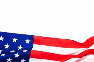 drapeau américain sur fond blanc pour le jour du souvenir, le 4 juillet, la fête du travail photo