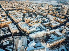 place kontraktova sur podil à kiev, vue aérienne photo