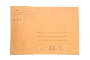 document enveloppe brune sur fond blanc photo