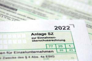 anlage sz - formulaire allemand d'intérêts sur la dette non déductible 2022 en gros plan. le concept de fiscalité et de paperasserie comptable allemagne photo