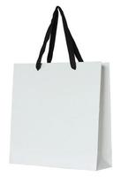 sac en papier blanc isolé sur blanc photo